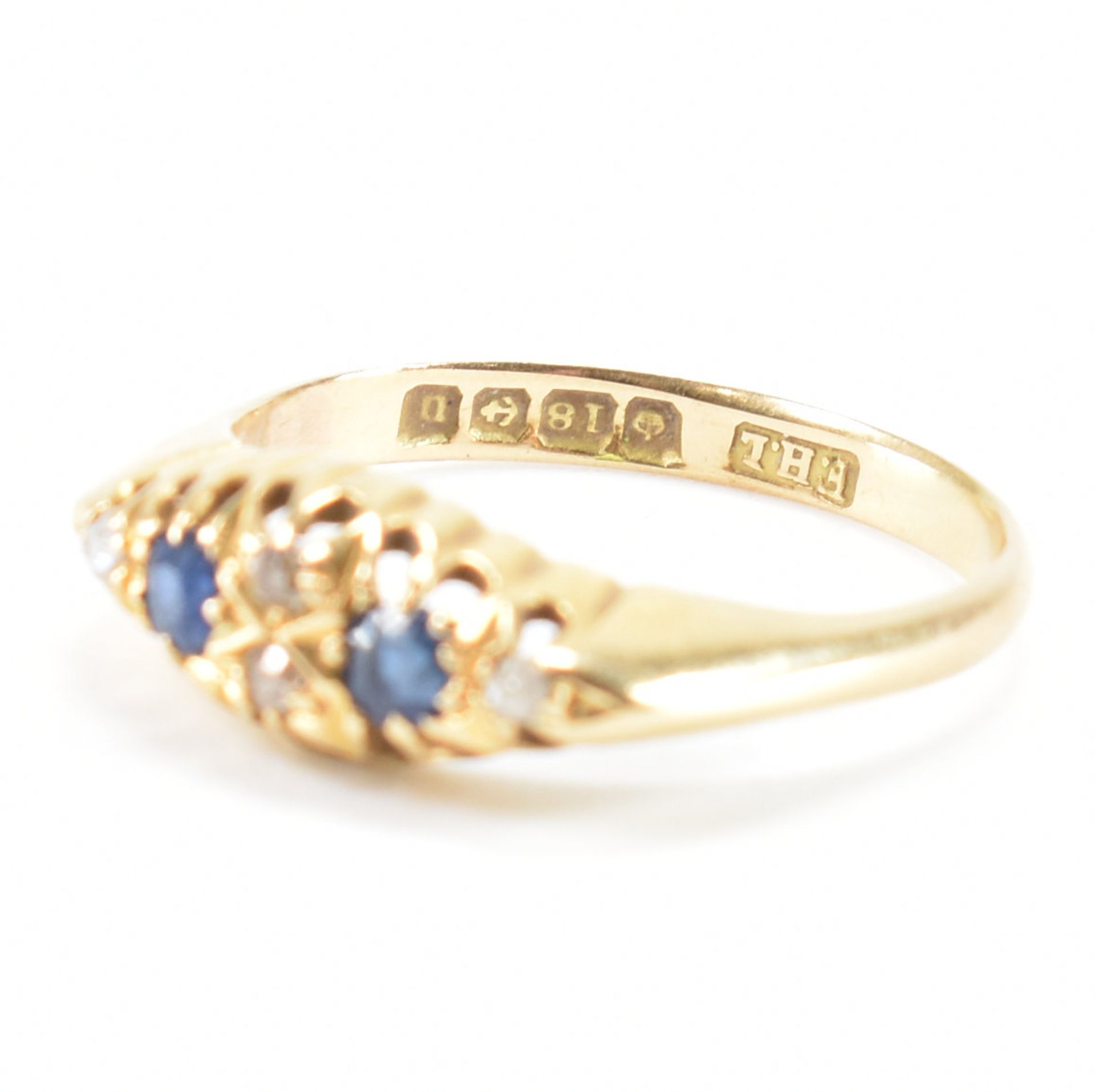 HALLMARKED 18CT GOLD SAPPHIRE & DIAMOND RING - Bild 6 aus 8