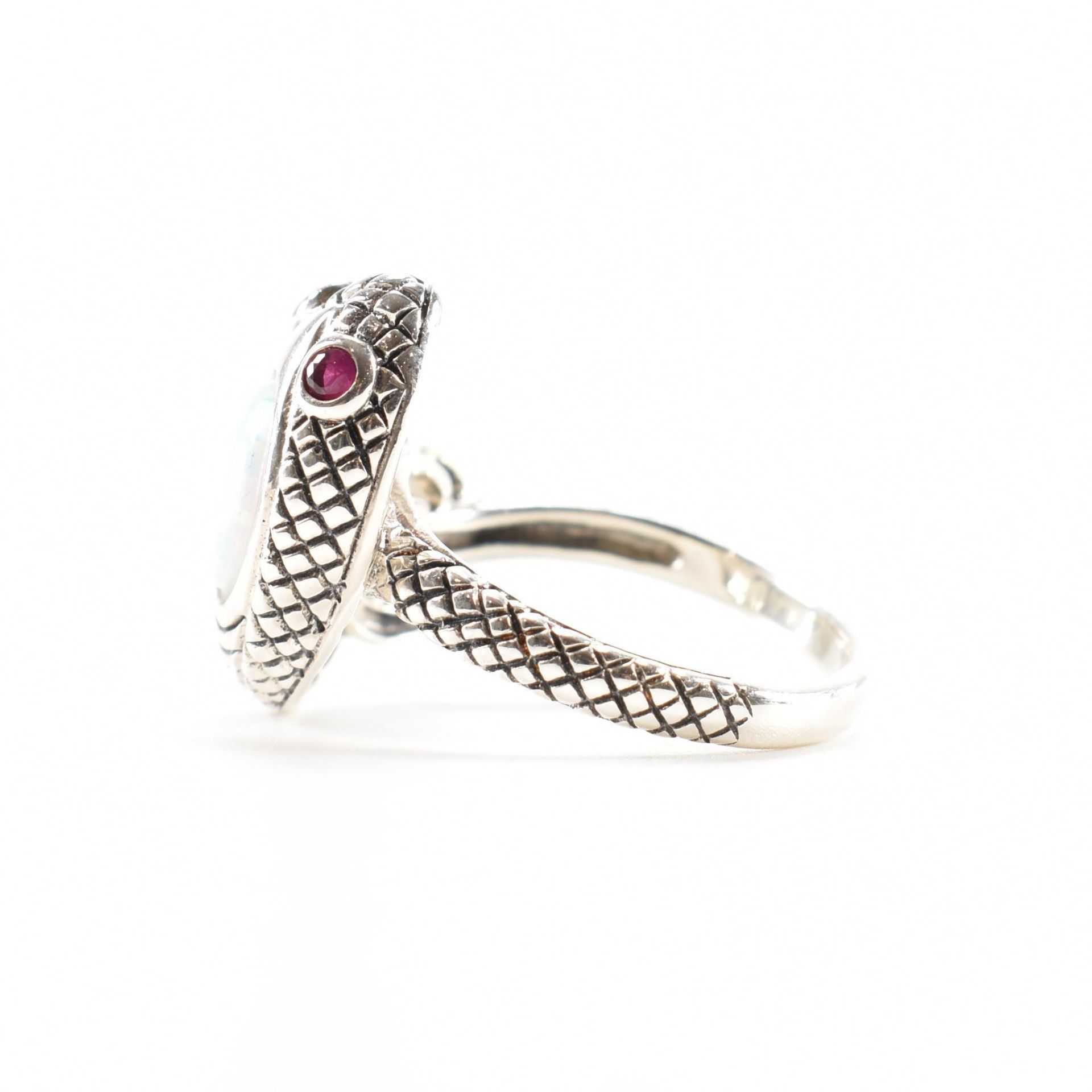 925 SILVER OPALITE & RUBY SNAKE RING - Image 2 of 7