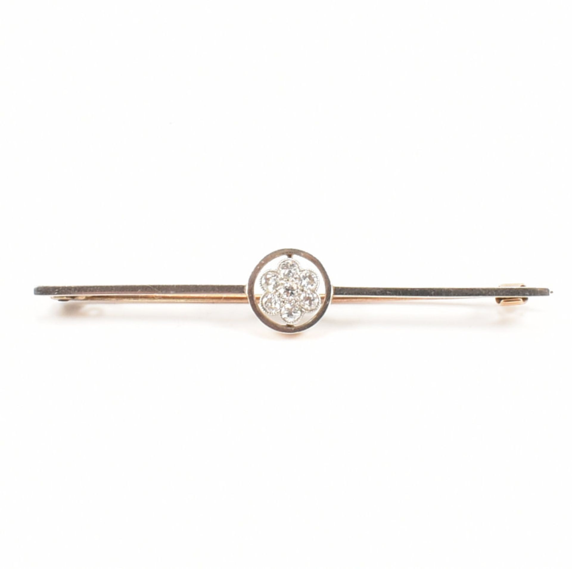 1920s GOLD & DIAMOND BAR BROOCH PIN