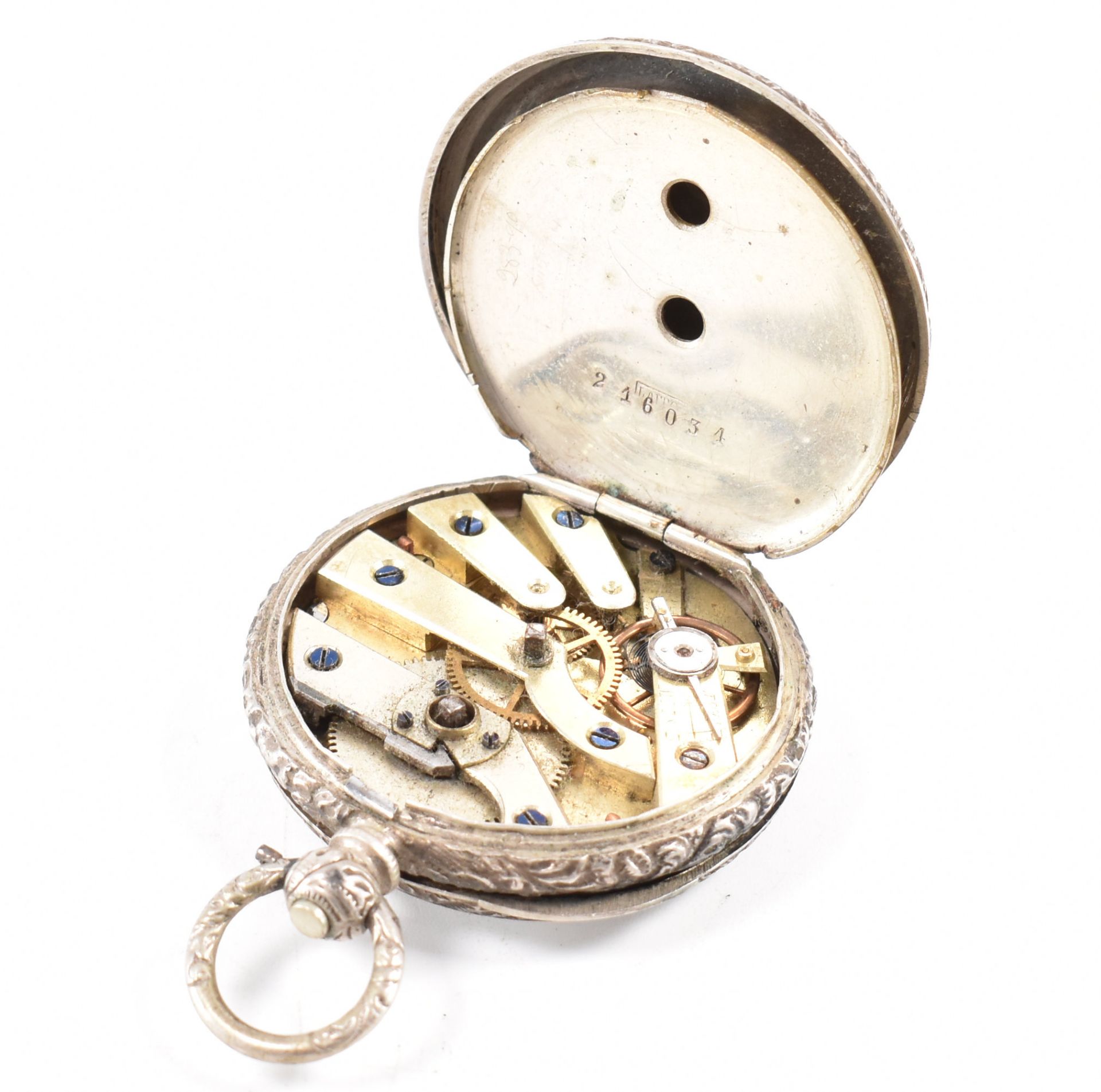 THREE WHITE METAL POCKET WATCHES - Image 2 of 8