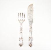 VICTORIAN ANTIQUE SILVER HALLMARKED FISH SERVING SET