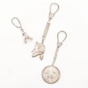 THREE VINTAGE KEYRINGS - 2 SILVER