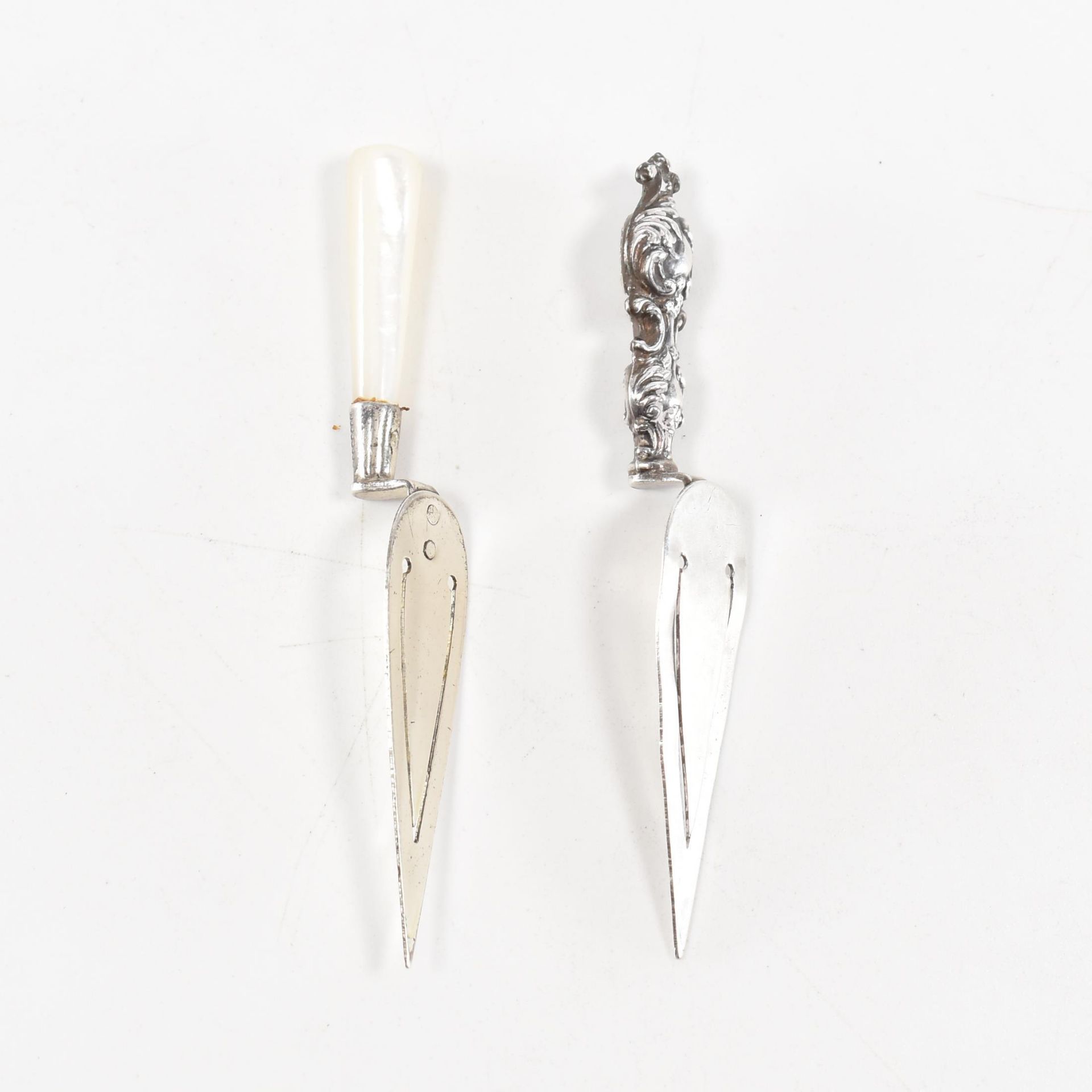 TWO SILVER MID CENTURY BOOKMARKS IN THE SHAPE OF A TROWEL - Image 2 of 4