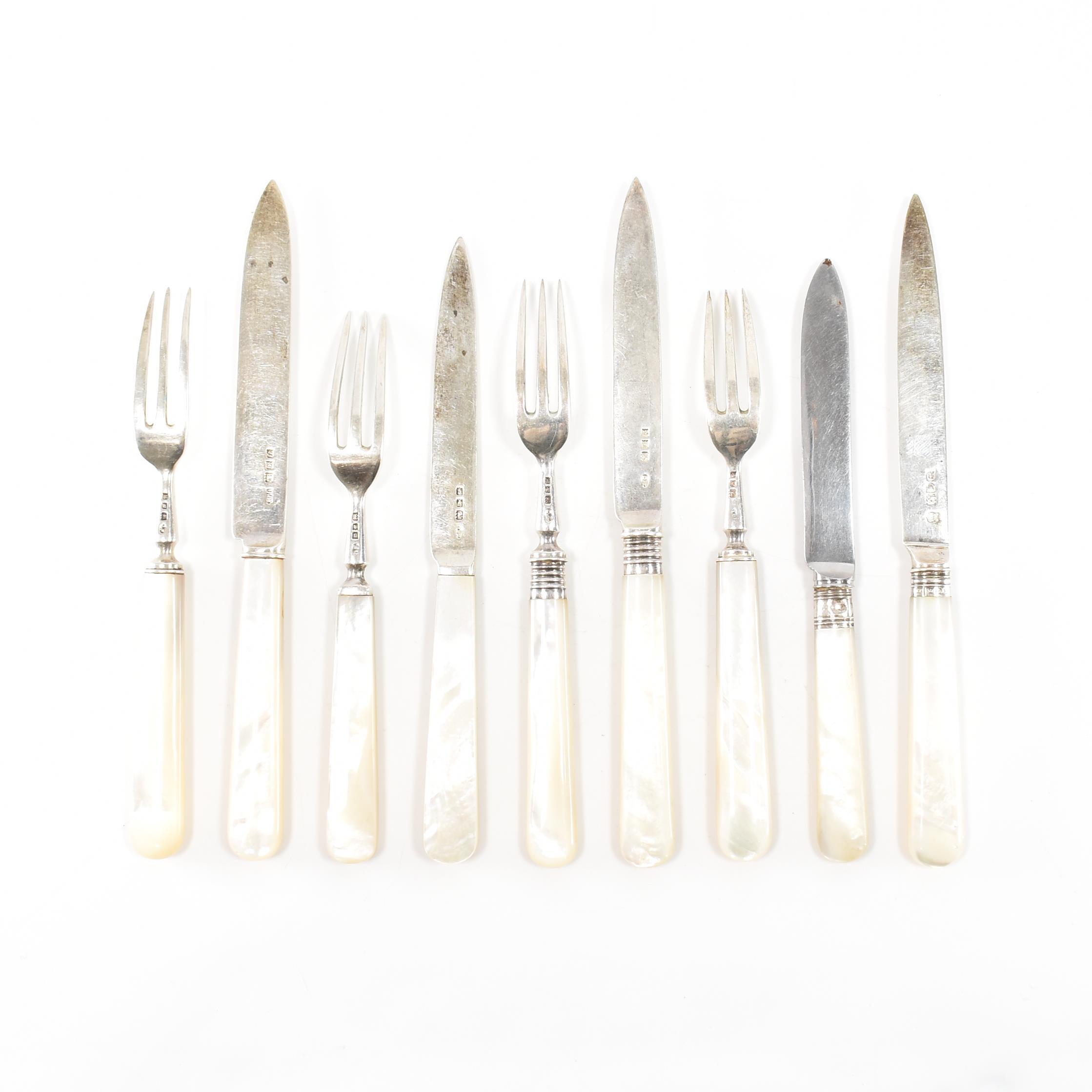 20TH CENTURY JOSIAH WILLIAMS SILVER & MOTHER OF PEARL CUTLERY - Image 2 of 11