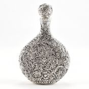 SILVER PLATED FLORAL DESIGN PERFUME BOTTLE