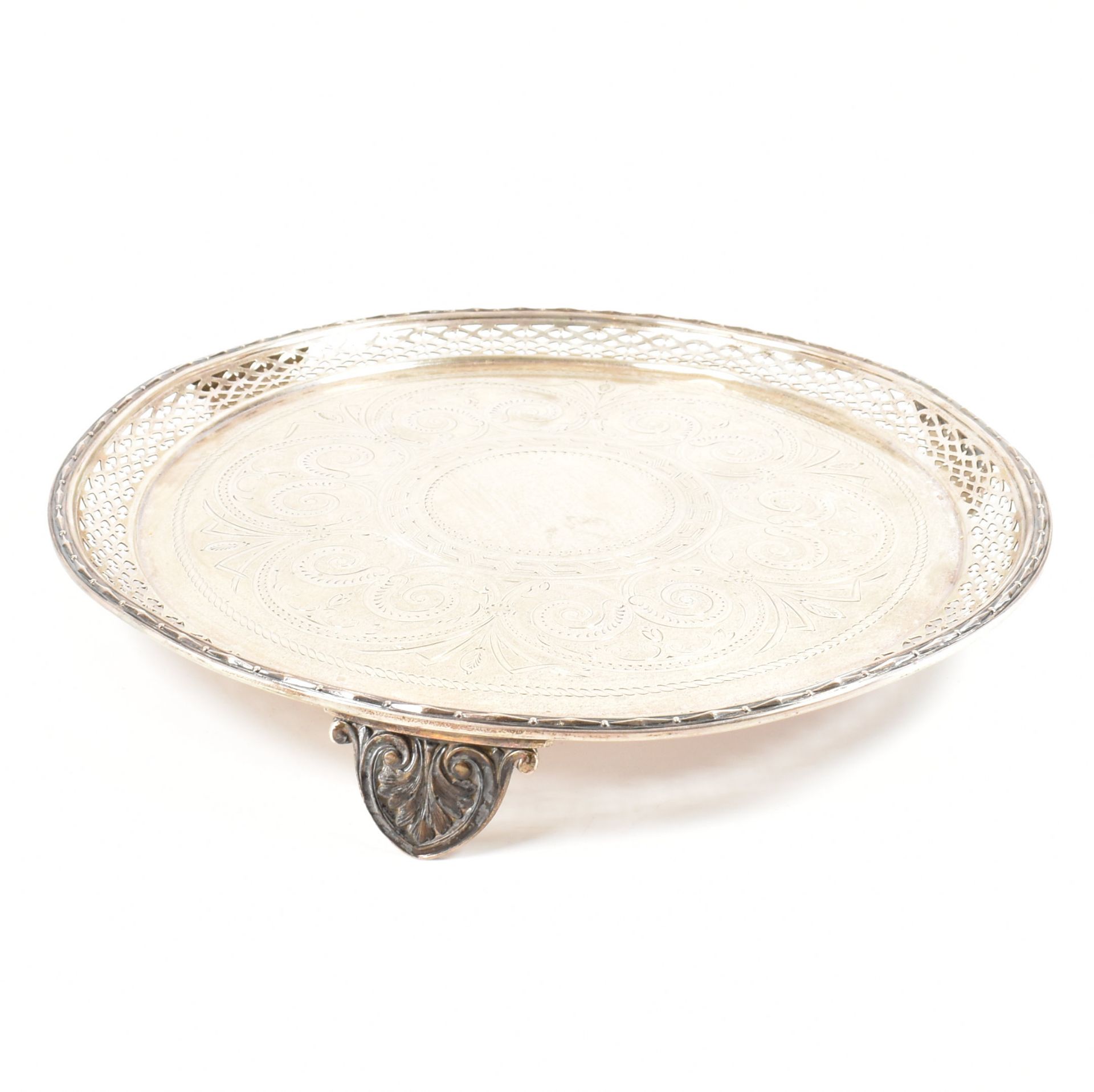 VICTORIAN HALLMARKED ELKINGTON & CO SILVER FOOTED TRAY - Image 2 of 5