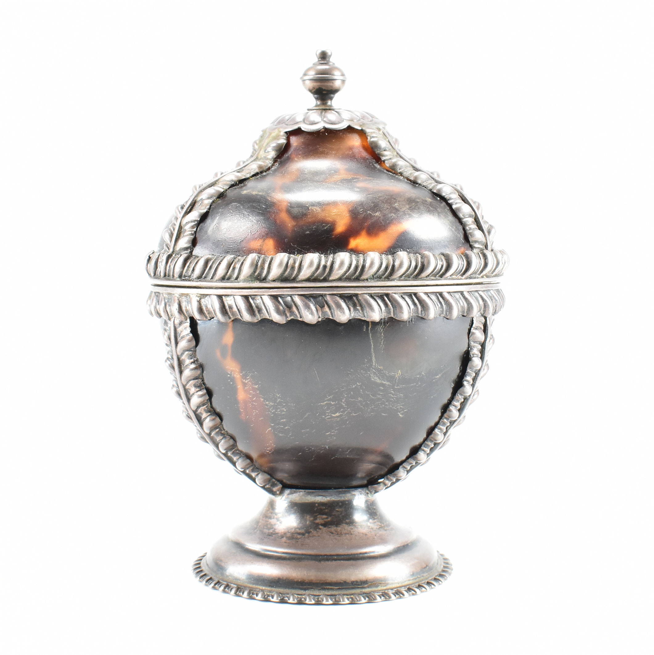 VICTORIAN TORTOISESHELL AND SILVER LIDDED POT