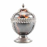 VICTORIAN TORTOISESHELL AND SILVER LIDDED POT