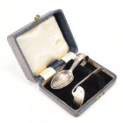 1930S SILVER HALLMARKED PUSHER & EPNS BABY SPOON
