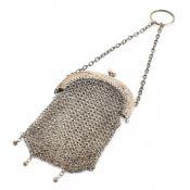 SILVER WHITE METAL CHAINMAIL PURSE