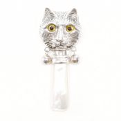 STERLING SILVER CAT BABIES RATTLE