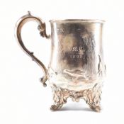 VICTORIAN HALLMARKED SILVER FOOTED TANKARD CUP TROPHY