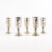 SET OF FIVE SILVER BUD GLASSES