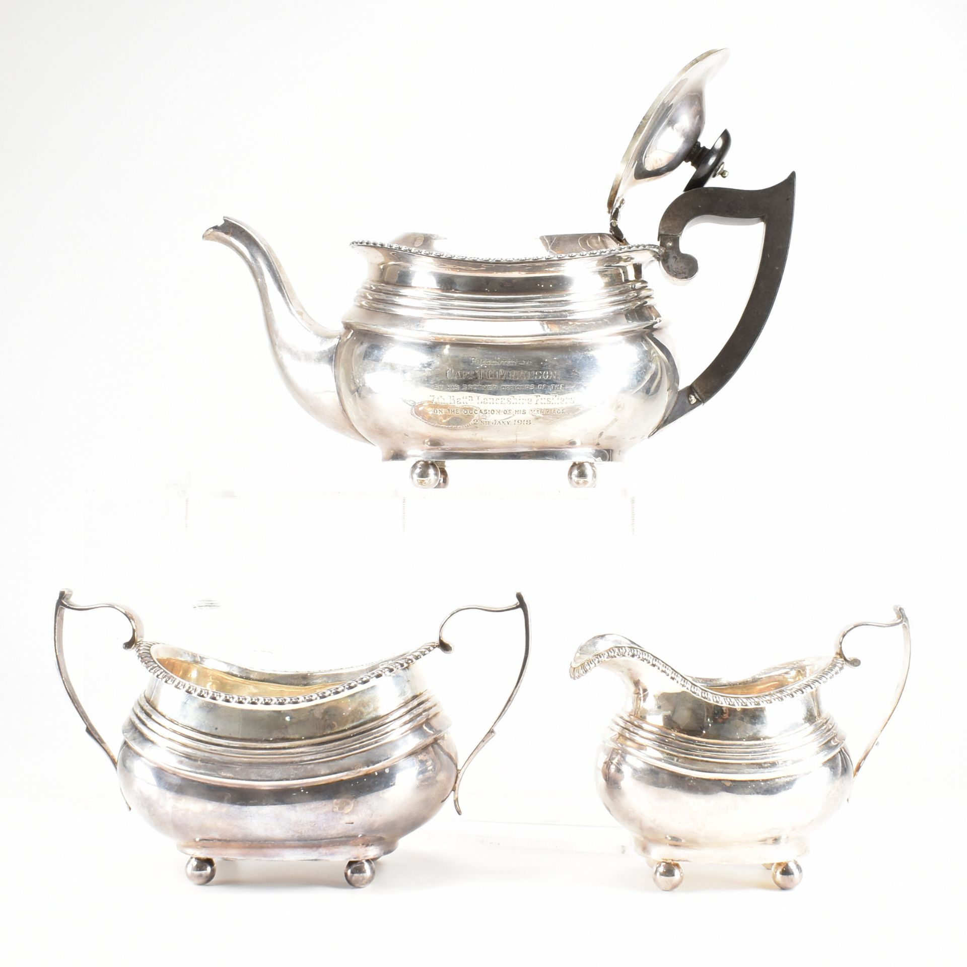 A GEORGE V SILVER HALLMARKED TEA SERVICE - Image 2 of 5