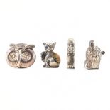 AN ASSORTMENT OF SILVER PLATED ITEMS INCLUDING THREE VESTA CASES & A PIN CUSHION