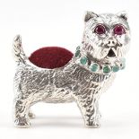 SILVER STONE SET DOG PIN CUSHION