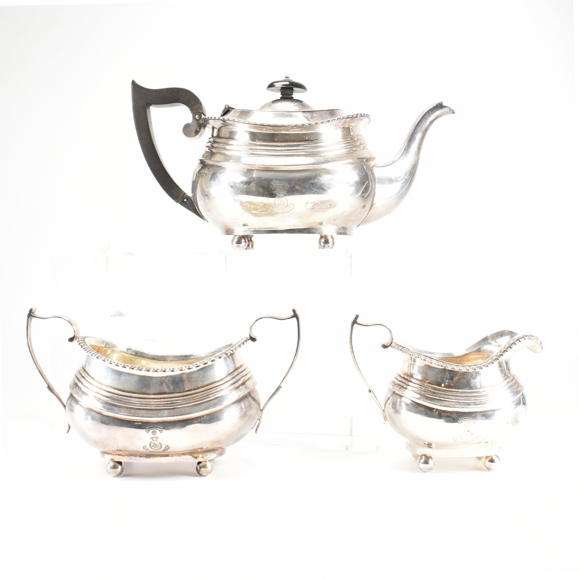 A GEORGE V SILVER HALLMARKED TEA SERVICE