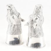 PAIR OF SILVER PLATED HORSE HEAD SALT & PEPPER SHAKERS