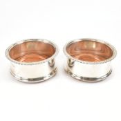 PAIR OF 20TH CENTURY SILVER HALLMARKED WINE COASTERS