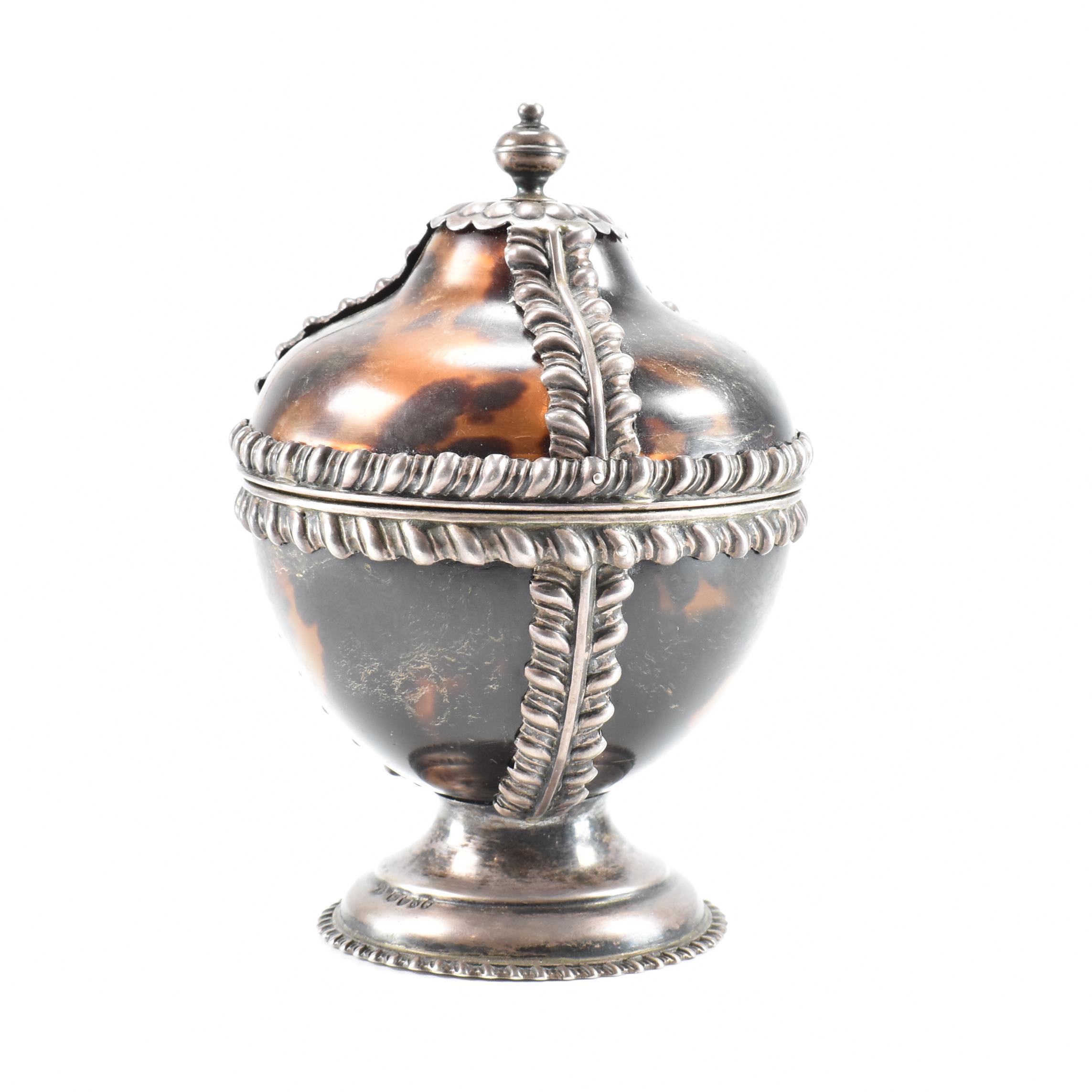 VICTORIAN TORTOISESHELL AND SILVER LIDDED POT - Image 3 of 8