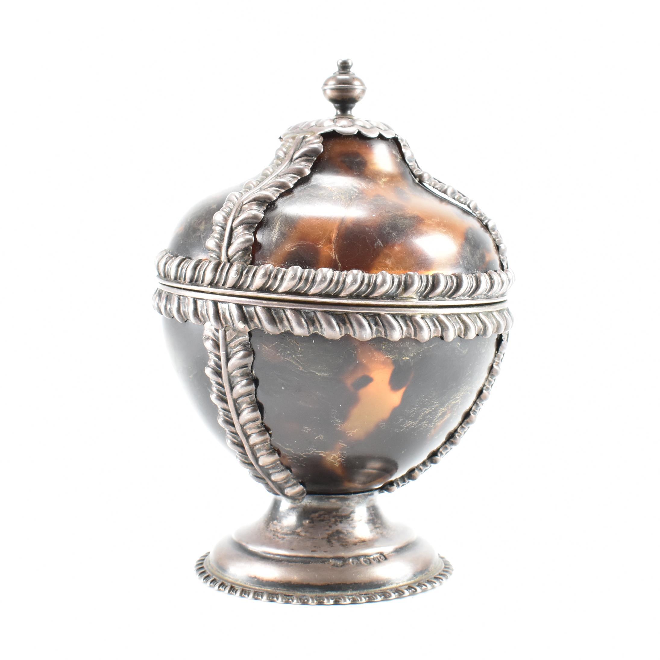 VICTORIAN TORTOISESHELL AND SILVER LIDDED POT - Image 2 of 8