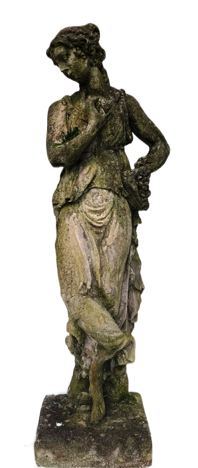 LARGE 19TH CENTURY CLASSICAL MAIDEN GARDEN STATUE - Image 7 of 8