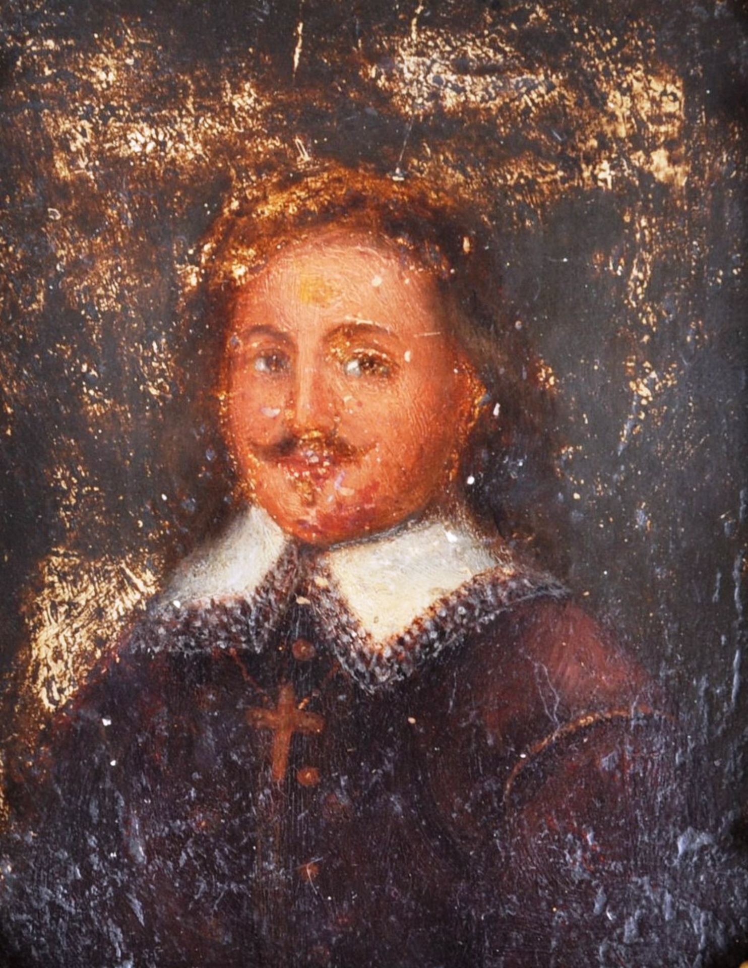 18TH CENTURY SPANISH RELIGIOUS OIL ON BOARD PAINTING