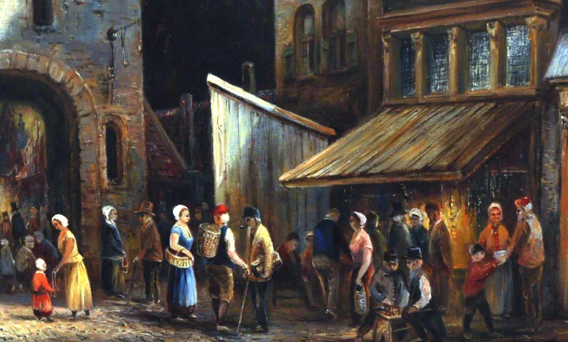 EARLY 20TH CENTURY DUTCH MARKET SCENE OIL PAINTING - Image 3 of 6