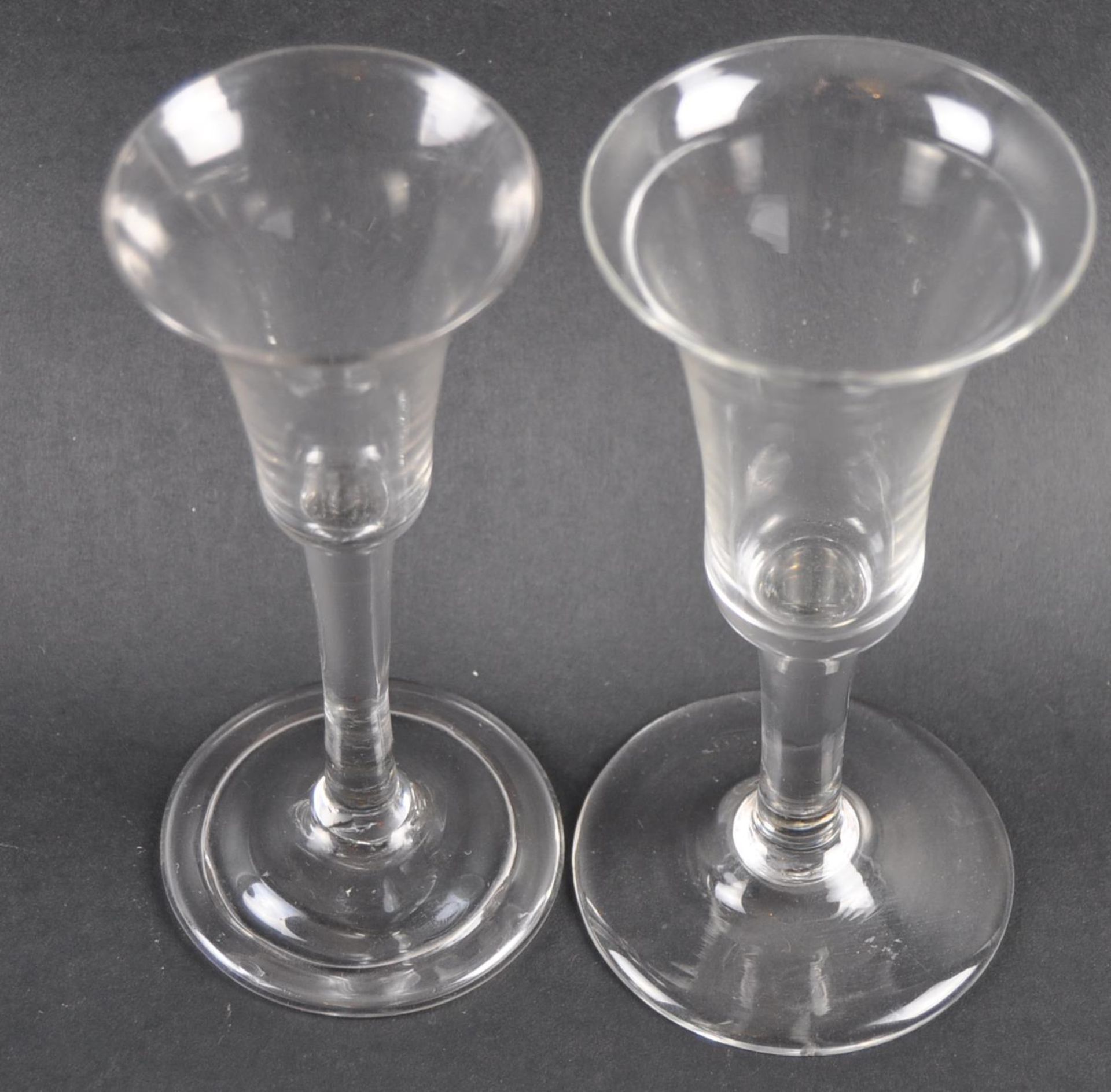 TWO 18TH CENTURY GEORGE III PLAIN STEM WINE GLASS - Image 4 of 5