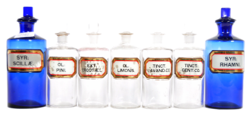 SET OF 19TH CENTURY APOTHECARY GLASS BOTTLES