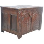 LARGE 18TH CENTURY CARVED OAK COFFER CHEST