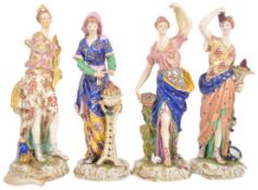 SERIES OF FOUR LARGE 18TH CENTURY PORCELAIN FIGURES