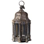 LATE 19TH CENTURY BRASS WORKED HANGING LANTERN LIGHT