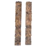 PAIR OF 17TH CENTURY CARVED FRUITWOOD PILASTERS