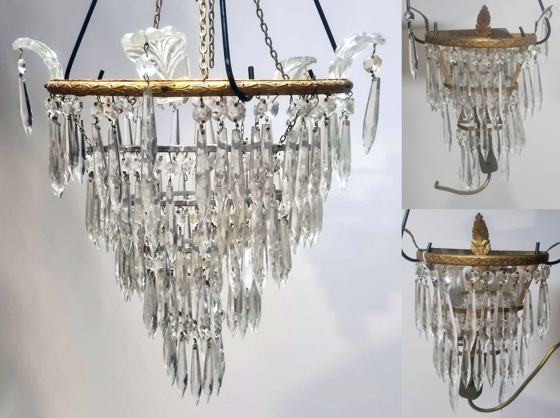 SET OF EARLY 20TH CENTURY FACETED CUT GLASS LIGHTING