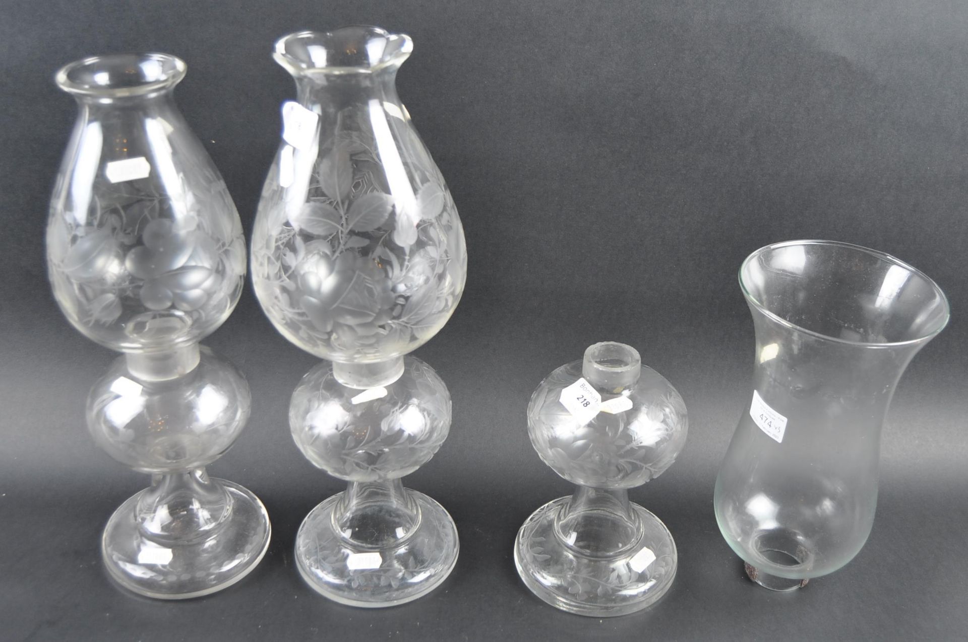 SET OF THREE VICTORIAN GLASS OIL LAMPS - Image 2 of 6