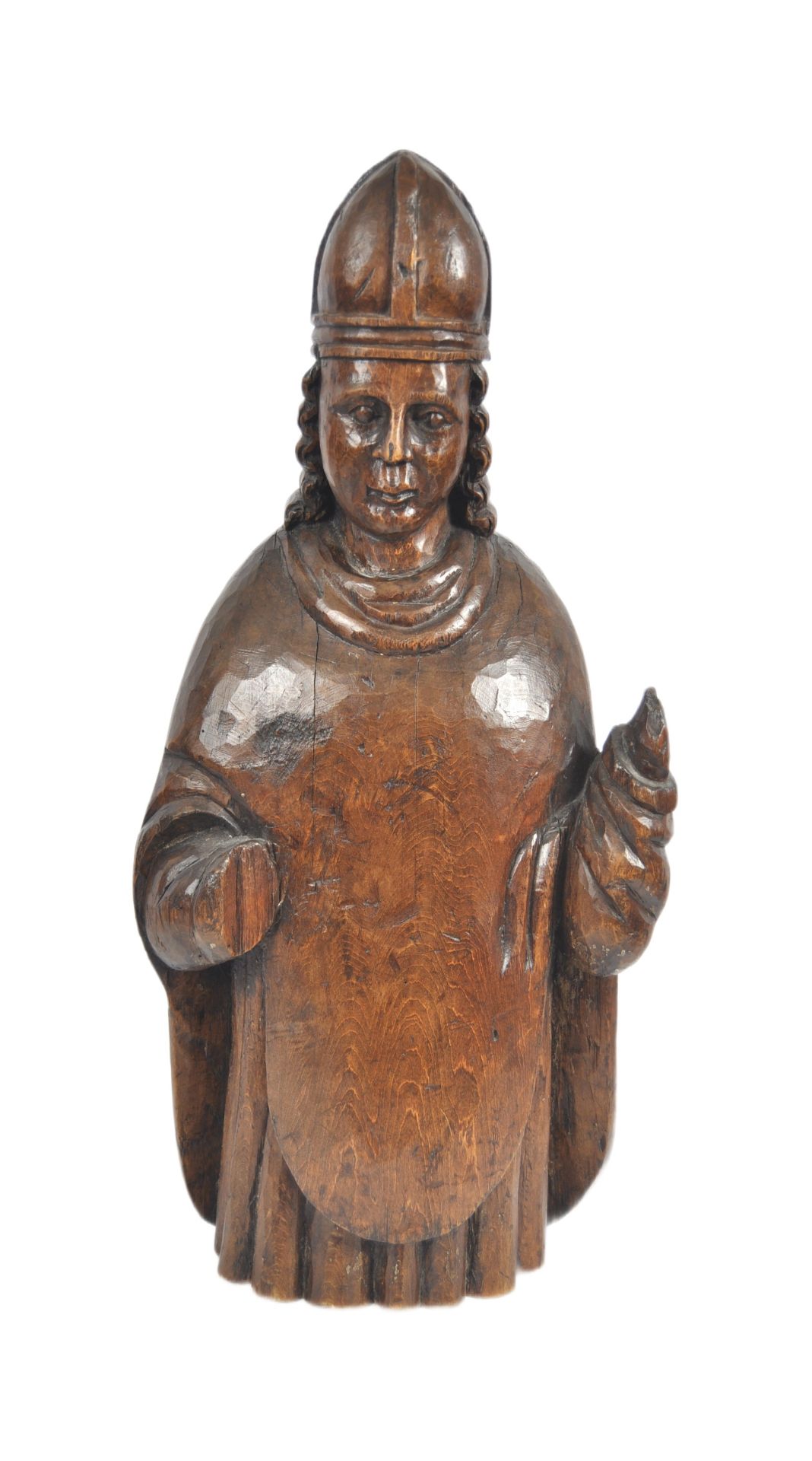 19TH CENTURY OAK CARVED RELGIOUS FIGURE