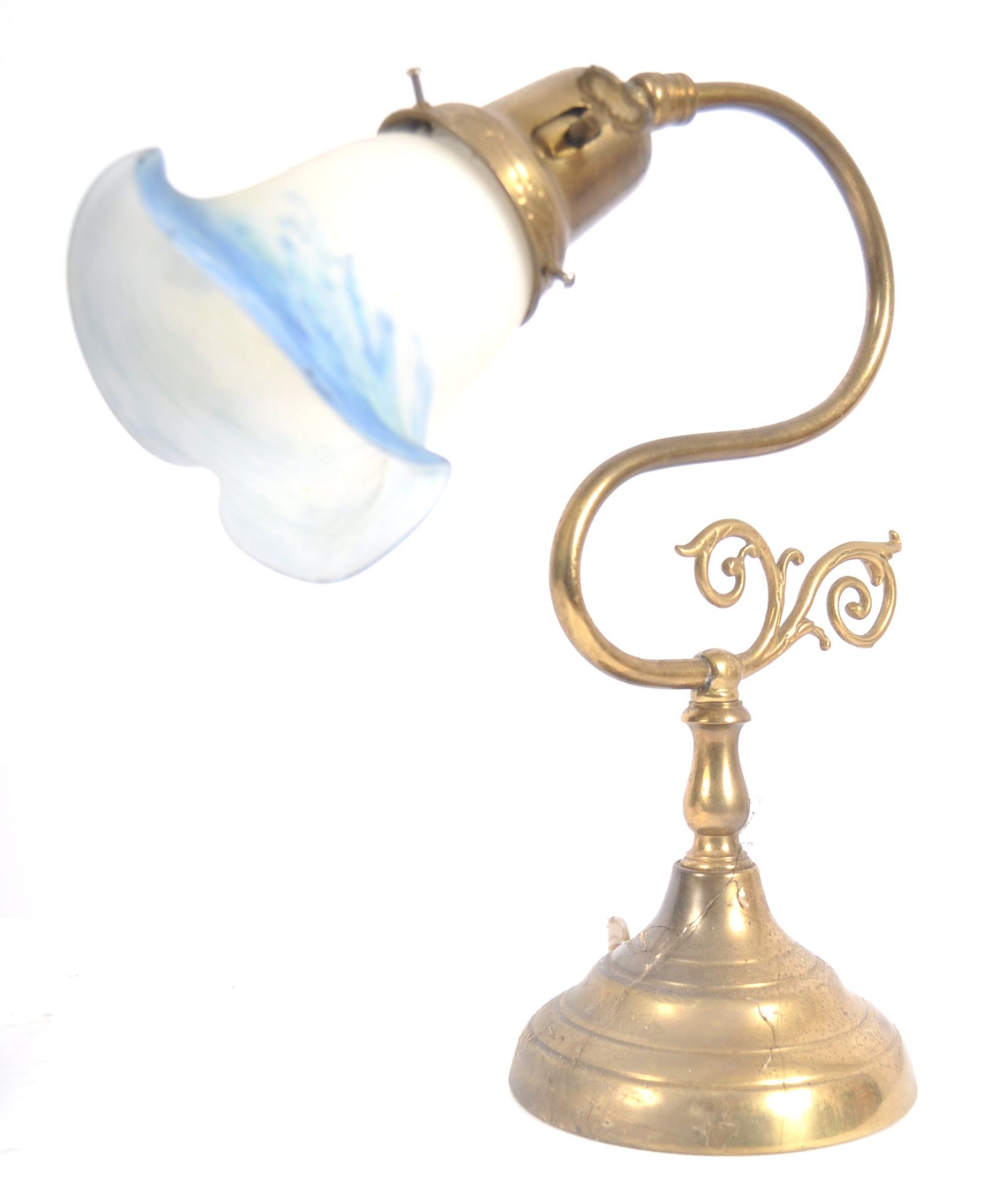 EARLY 20TH CENTURY BRASS & GLASS COACHING LAMP