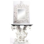 BAROQUE REVIVAL CONSOLE TABLE AND CHERUB MIRROR