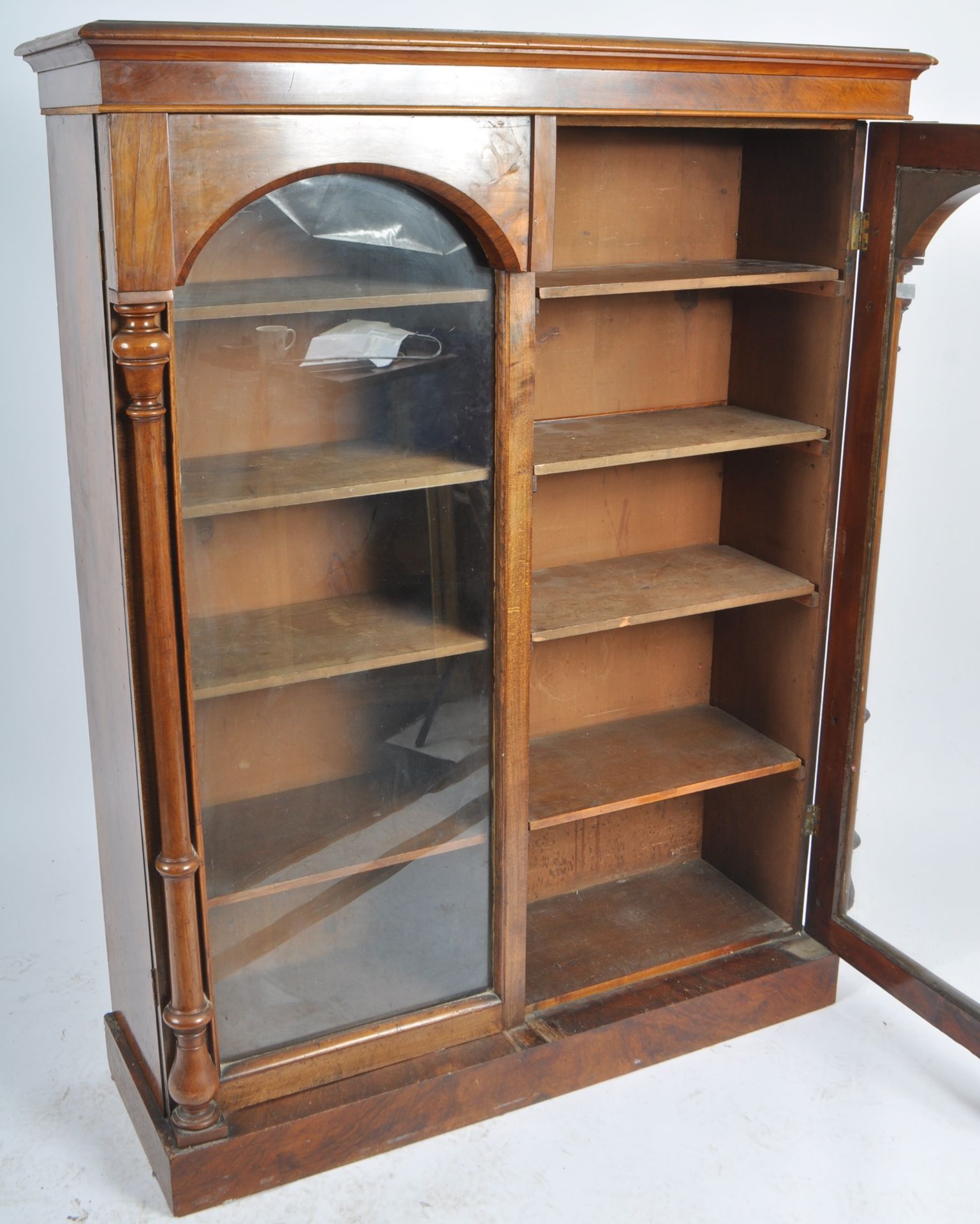 19TH CENTURY VICTORIAN WALNUT GLAZED BOOKCASE - Image 6 of 8