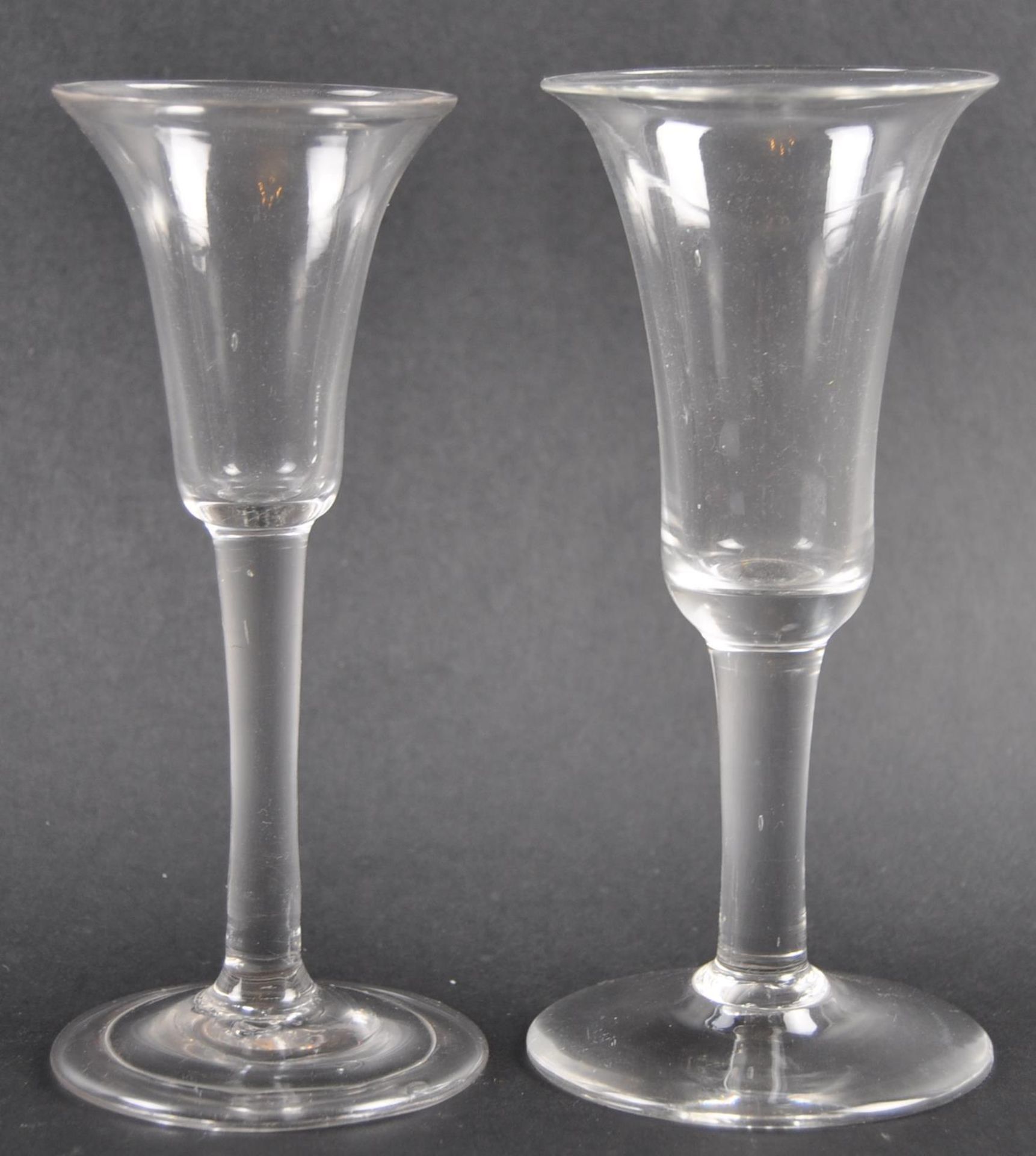 TWO 18TH CENTURY GEORGE III PLAIN STEM WINE GLASS - Image 2 of 5