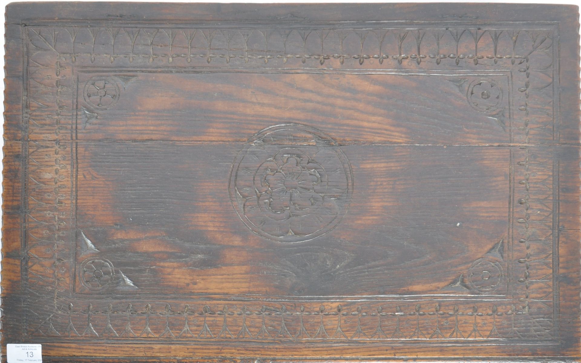 17TH CENTURY CARVED OAK BIBLE BOX - Image 2 of 4