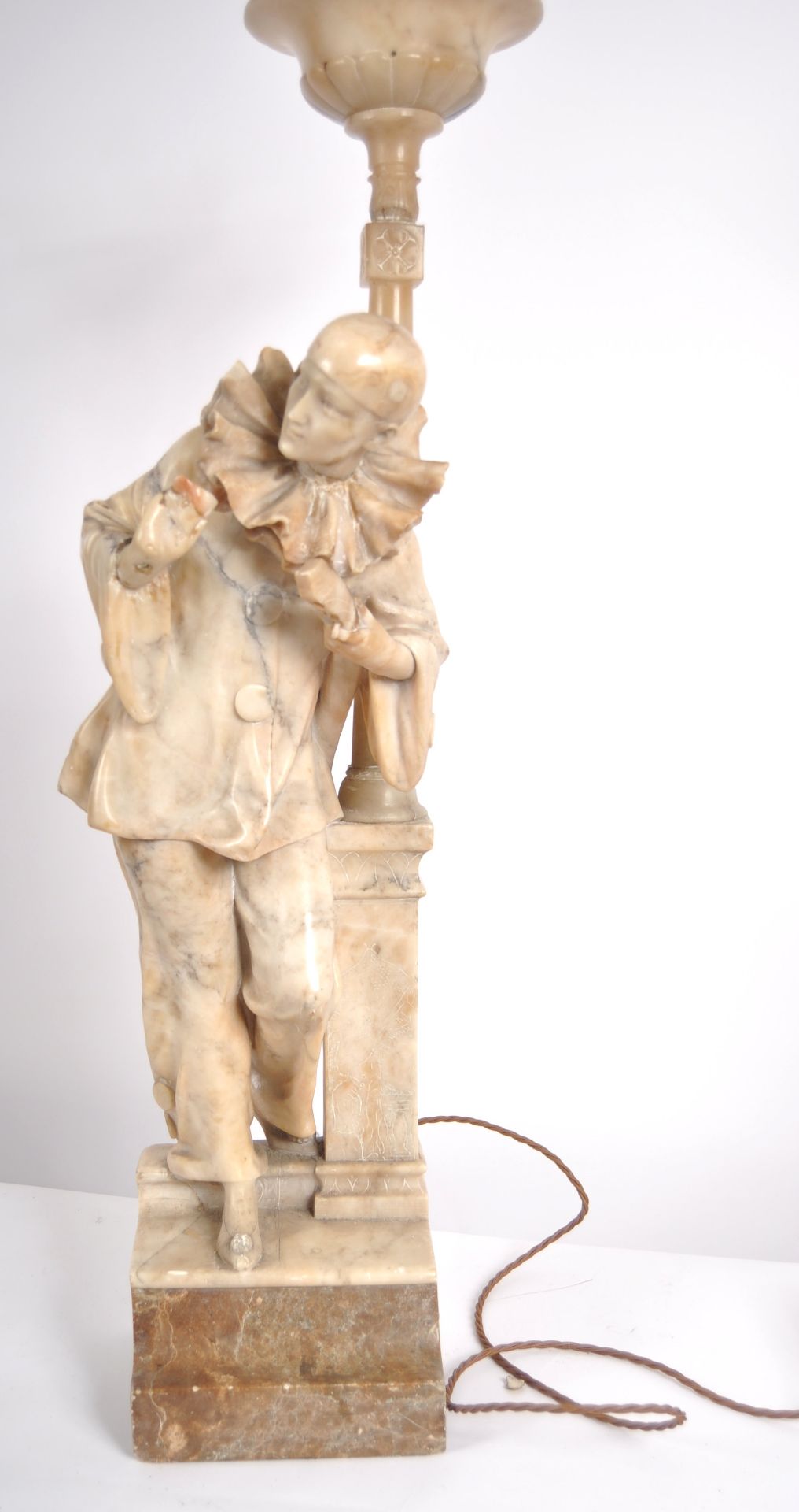 20TH CENTURY MARBLE TORCHERE PIERROT STATUE - Image 4 of 6