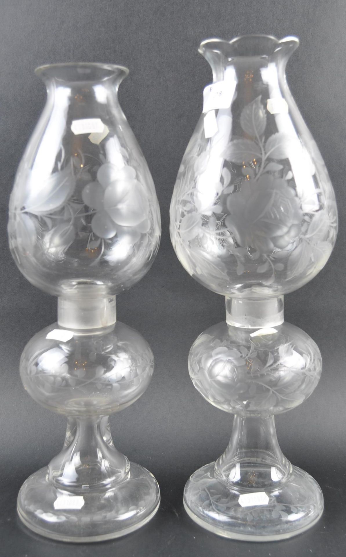 SET OF THREE VICTORIAN GLASS OIL LAMPS - Image 5 of 6