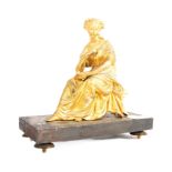 19TH CENTURY GILDED BRONZE CLASSICAL MAIDEN FIGURINE