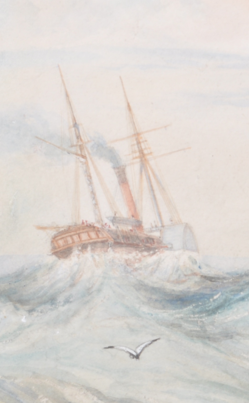 MID 19TH CENTURY VICTORIAN MARITIME WATERCOLOUR PAINTING - Image 5 of 7