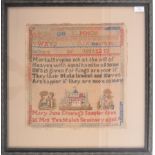 19TH CENTURY VICTORIAN FRAMED AND GLAZED SAMPLER