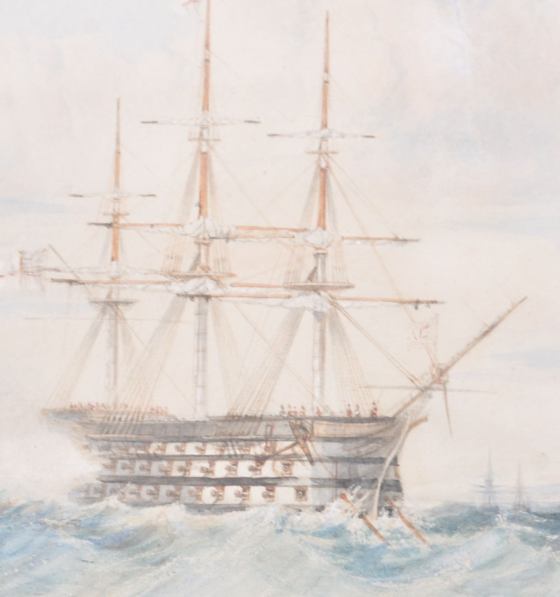 MID 19TH CENTURY VICTORIAN MARITIME WATERCOLOUR PAINTING - Image 3 of 7