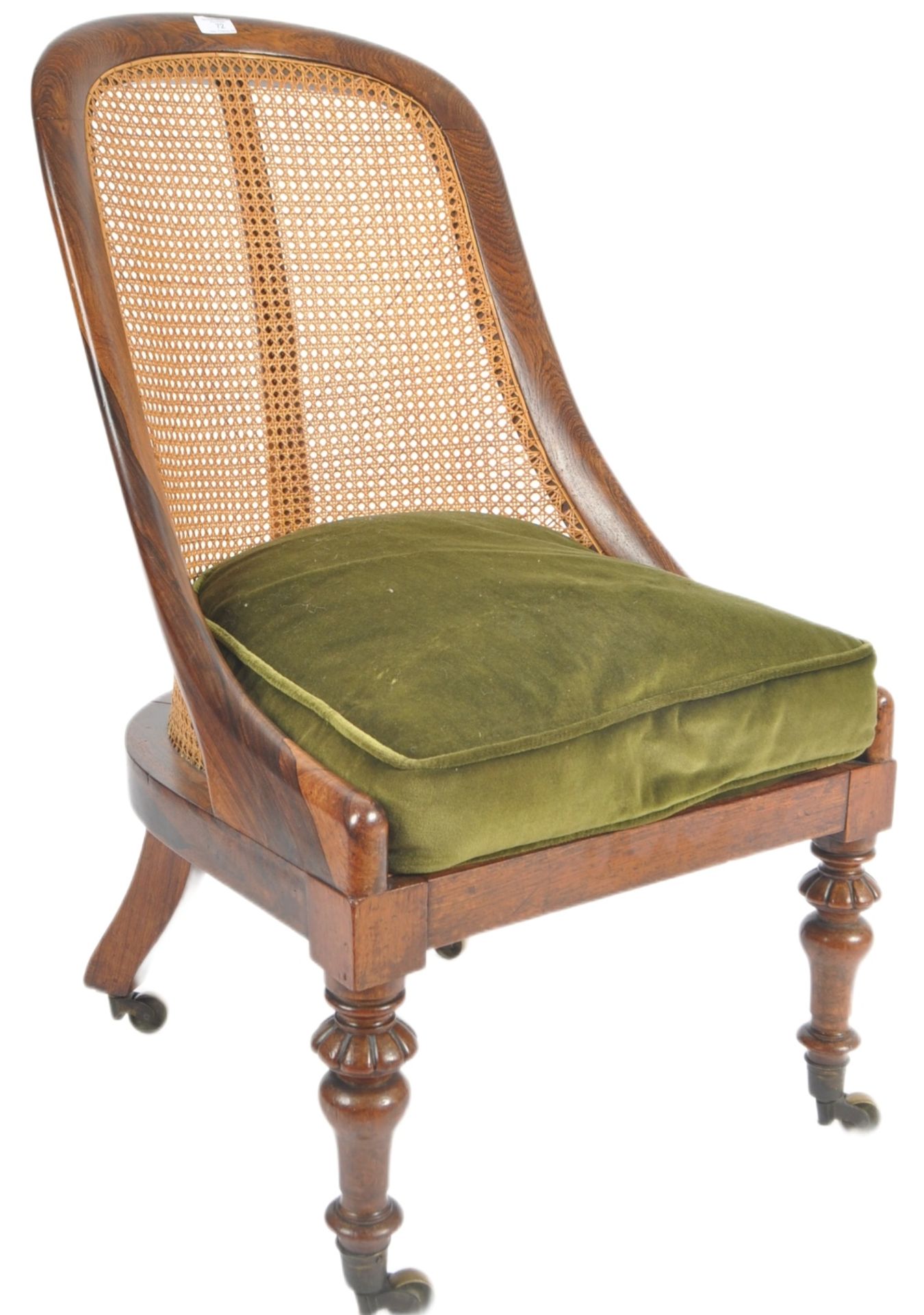 VICTORIAN MAHOGANY BERGERE LADIES ARMCHAIR