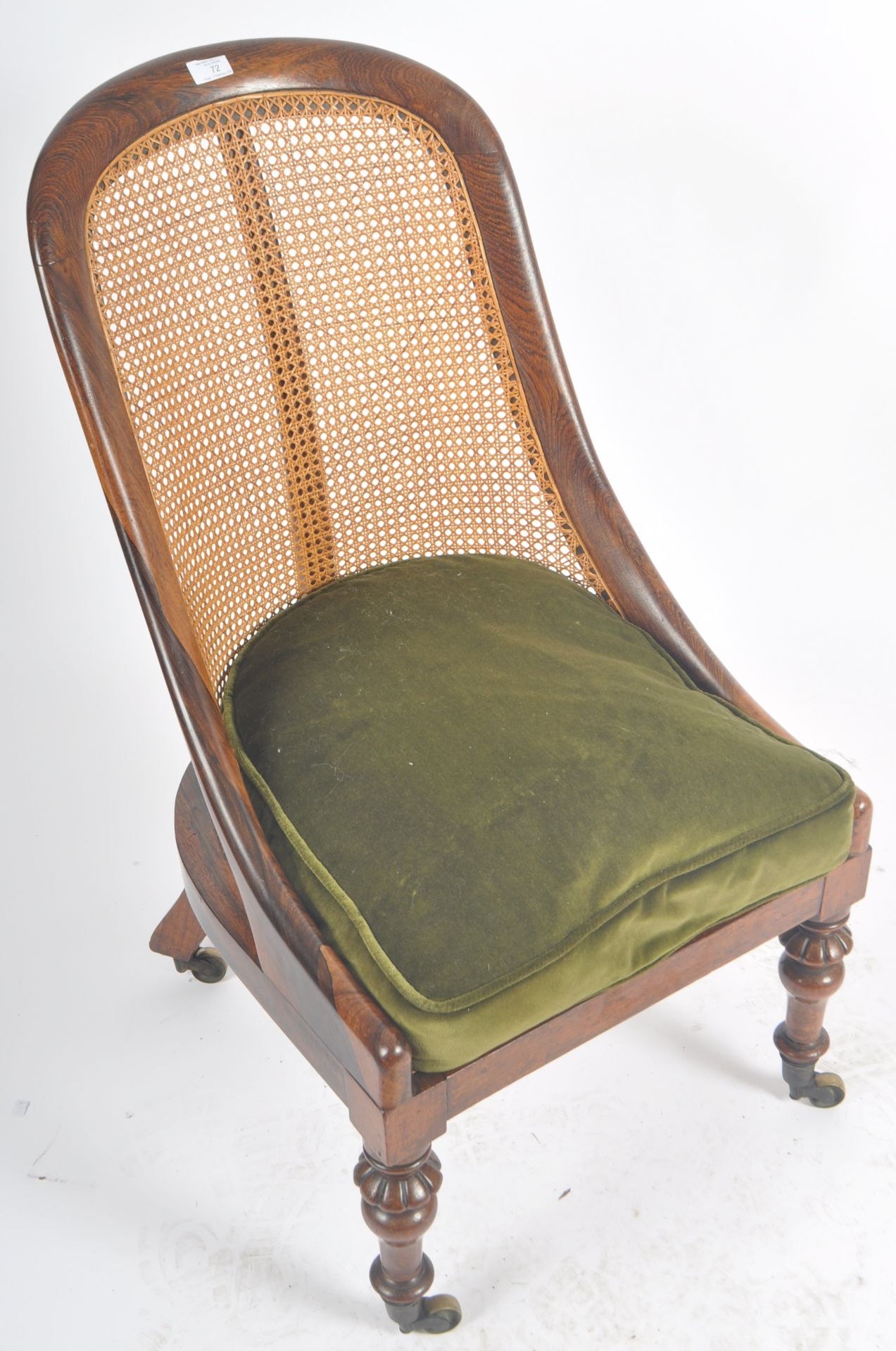 VICTORIAN MAHOGANY BERGERE LADIES ARMCHAIR - Image 2 of 8